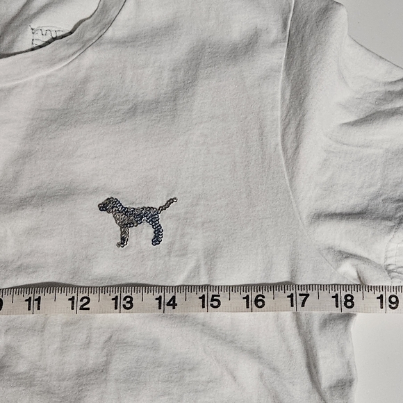 PINK Victoria's Secret White Short Sleeve Tee With Silver Sequins - Picture 6 of 7